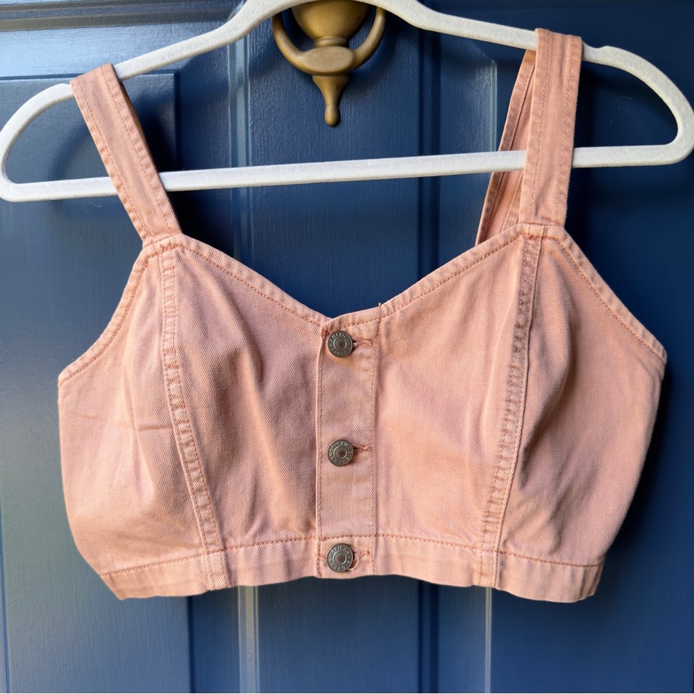 American Eagle euc {6} dusty rose denim button-up crop tank top